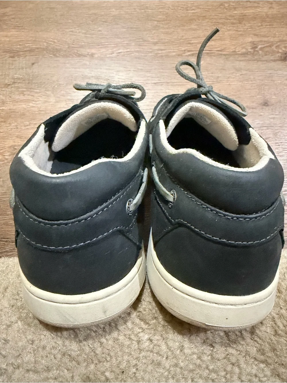 L.L.Bean Black Leather Boat Shoes Deck Moc Lace Up Casual Men’s Size 13